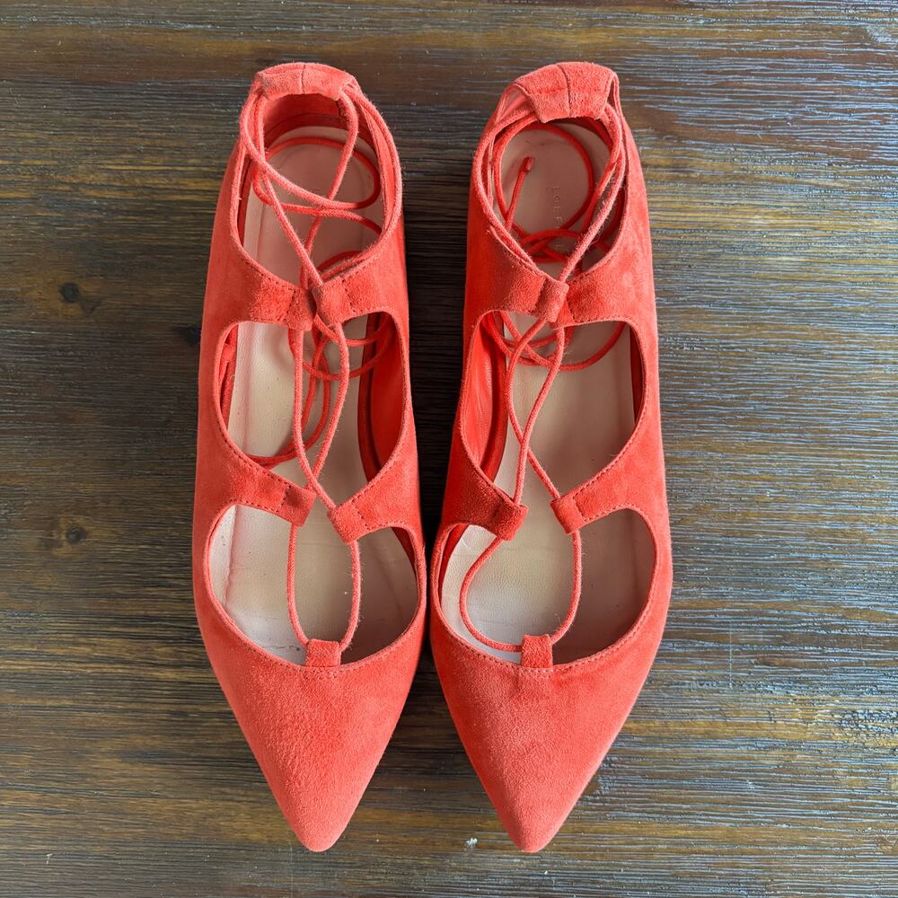 LOEFFLER RANDALL | Ambra pointed-toe suede ballet flats red strappy sz 9